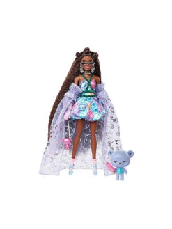 MATTEL, Barbie Extra Fancy Puppe Im Lila Kleid Mit Teddymuster